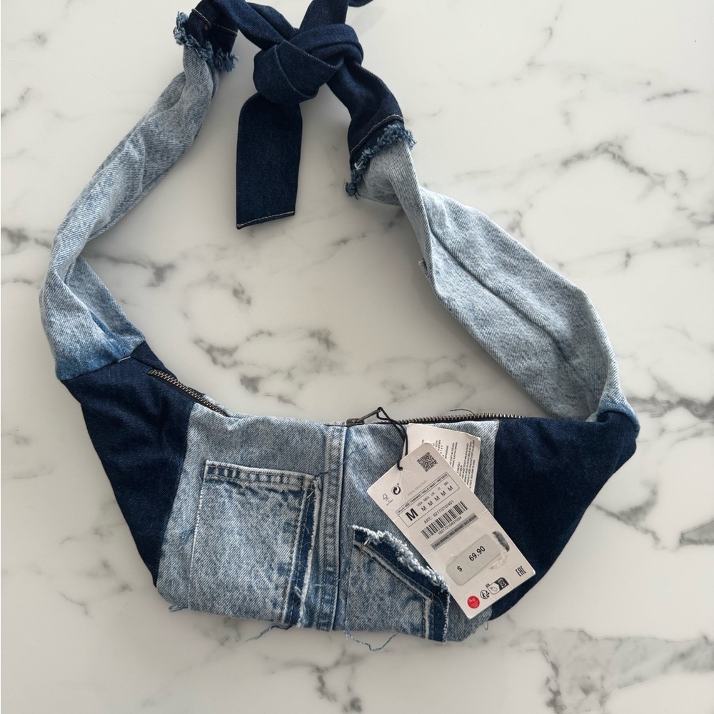 Zara Denim Patchwork Belt Bag